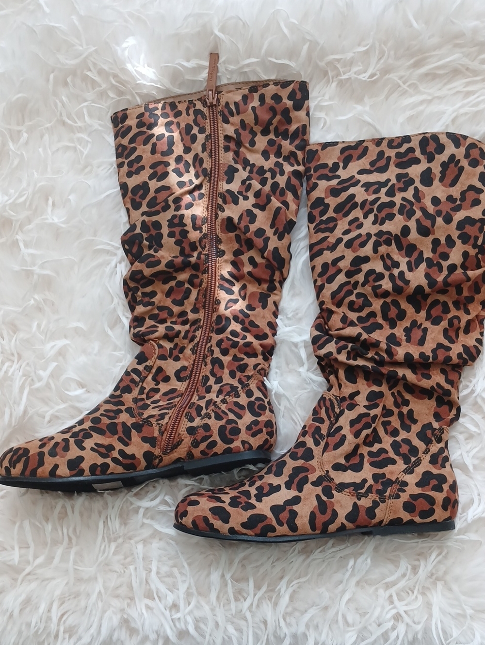 Leopard Print Scrunch Calf Boots Women's/Teen 5